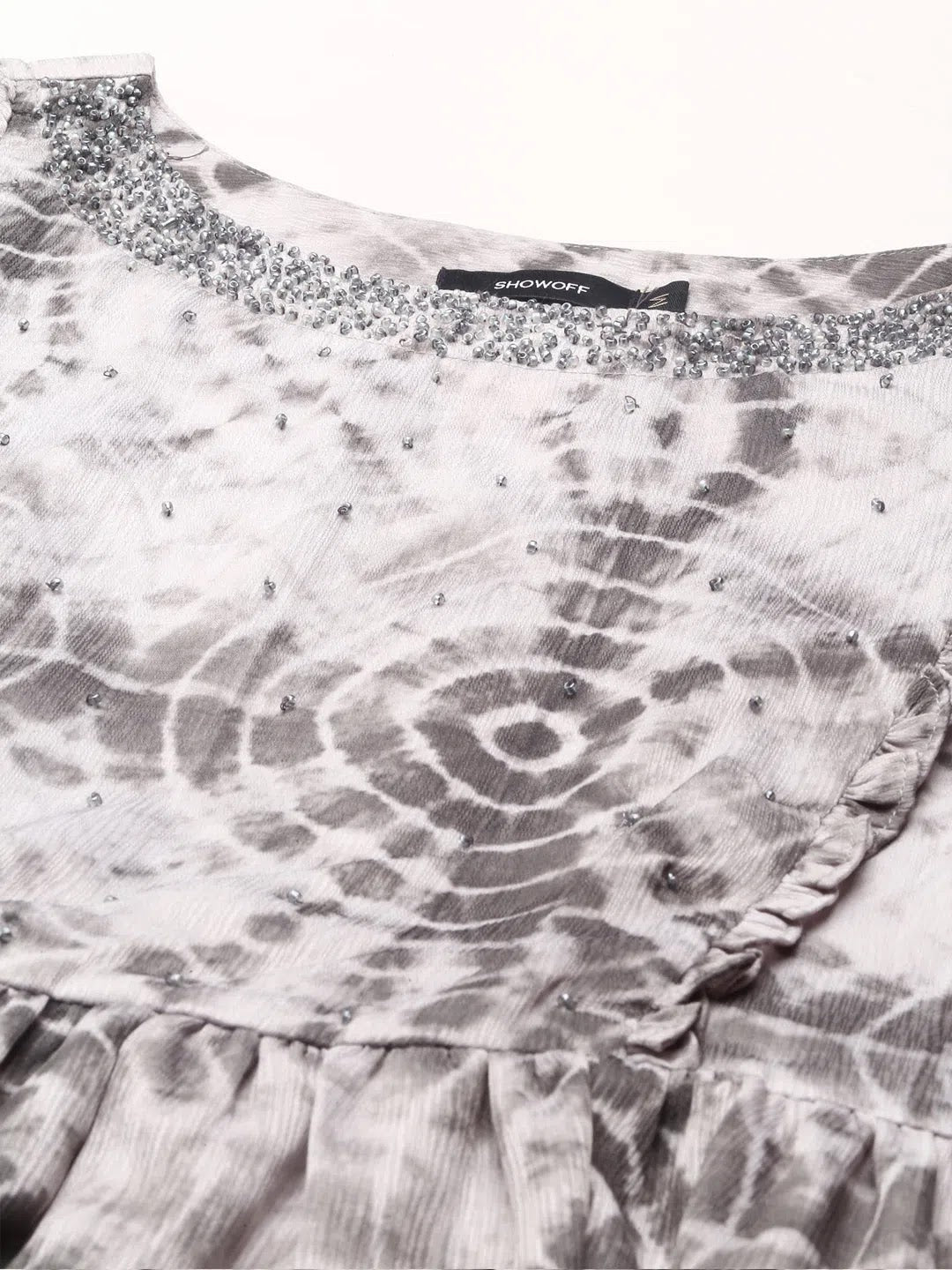 Olive Printed Polyester Anarkali Kurta | Women's Anarkali Gown