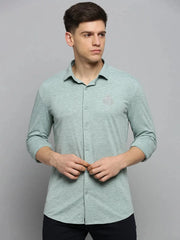 Men Green Solid Casual Shirt-FORDKNITS-4475-Seagreen