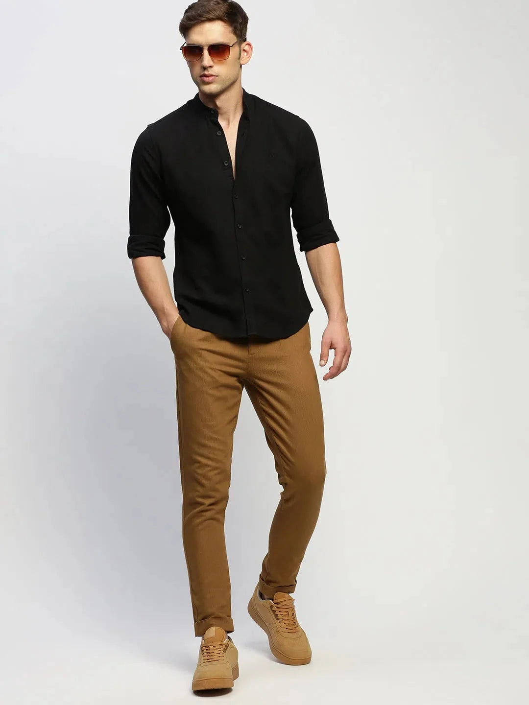 Stylish Black Solid Cotton Mens Shirt | DesiQlo Formal Shirts