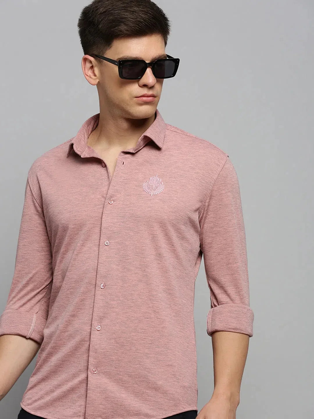 Pink Solid Mens Shirt - DesiQlo Cotton Casual Shirt
