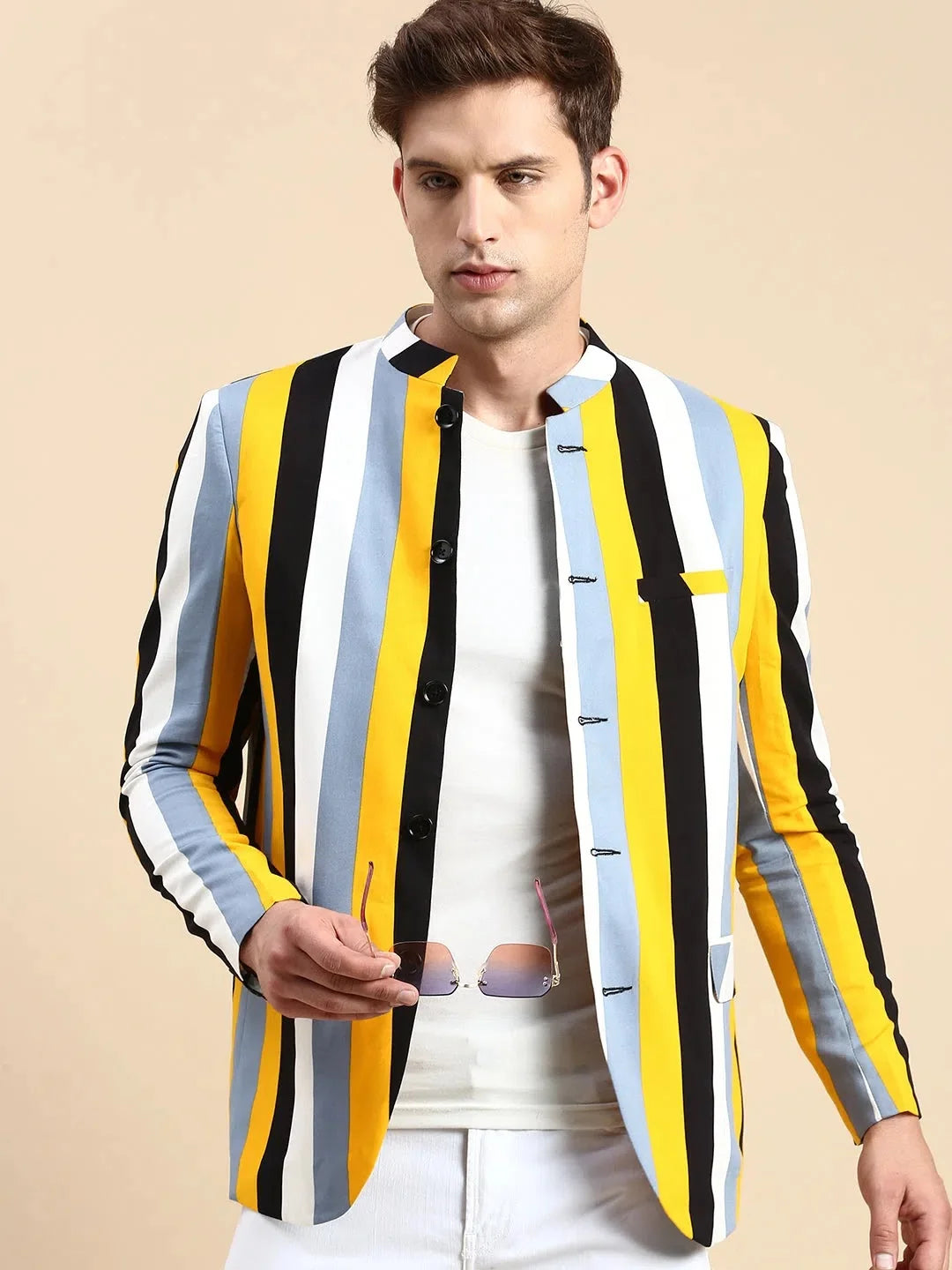 Men's Multi-Striped Party Blazer | Cotton Modi Jacket Style