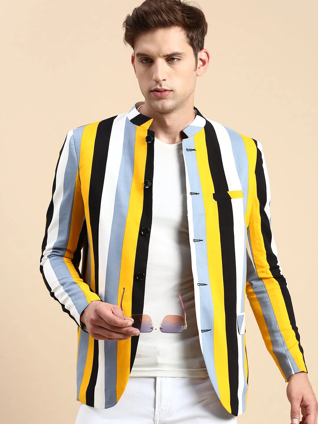 Men's Multi-Striped Party Blazer | Cotton Modi Jacket Style