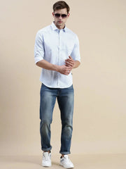 Men White Geometrical Casual Shirt-STANLEY-9258-White