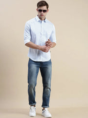 Men White Geometrical Casual Shirt-STANLEY-9258-White