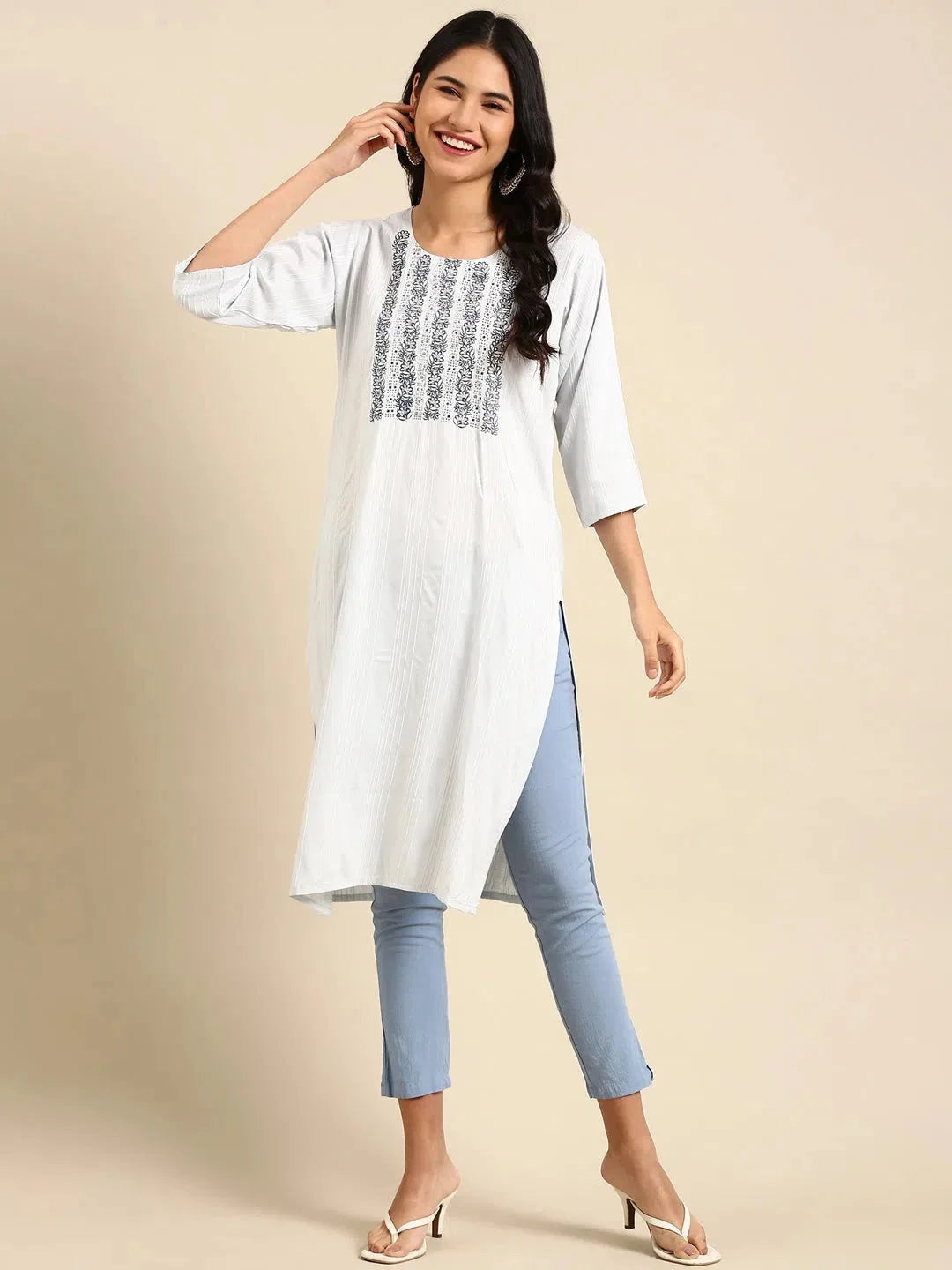 Simple Blue Cotton Kurta - Everyday Indian Kurtas for Ladies