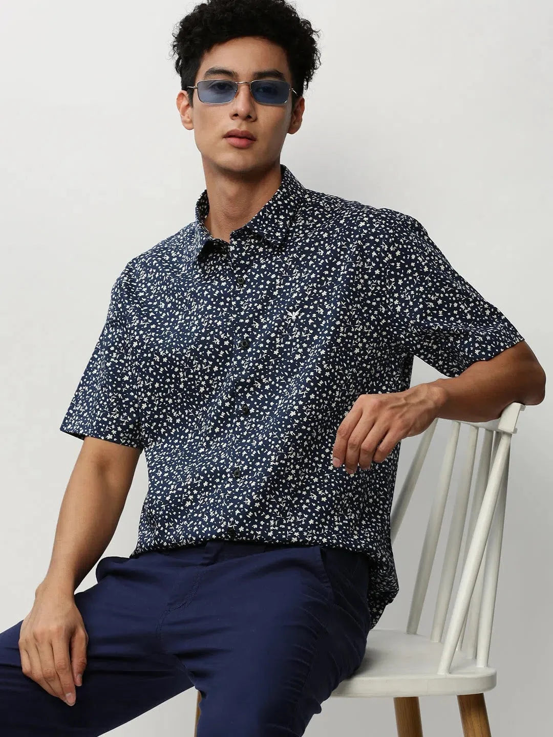 Men Navy Printed Casual Casual Shirts-JUPITERPRINT-1801-Navyblue
