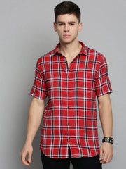 Men Orange Checked Casual Shirt-NICKCHECKSTWILL-1899-Orange