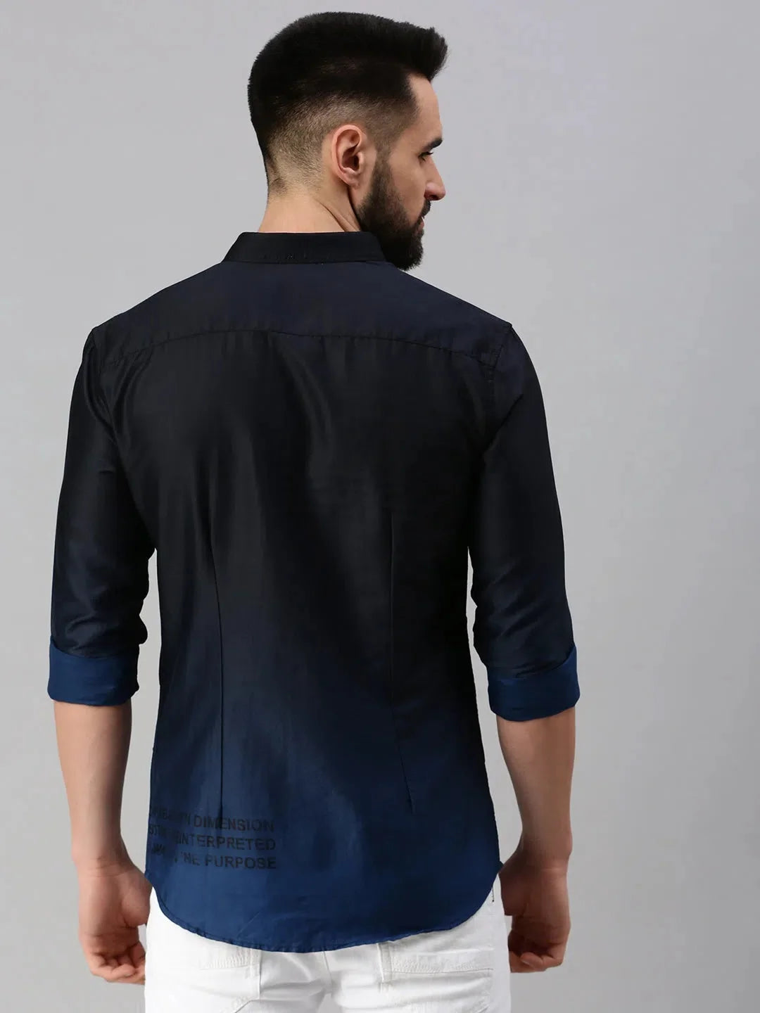 Navy Blue Printed Mens Shirt - Casual Cotton Mens Shirt