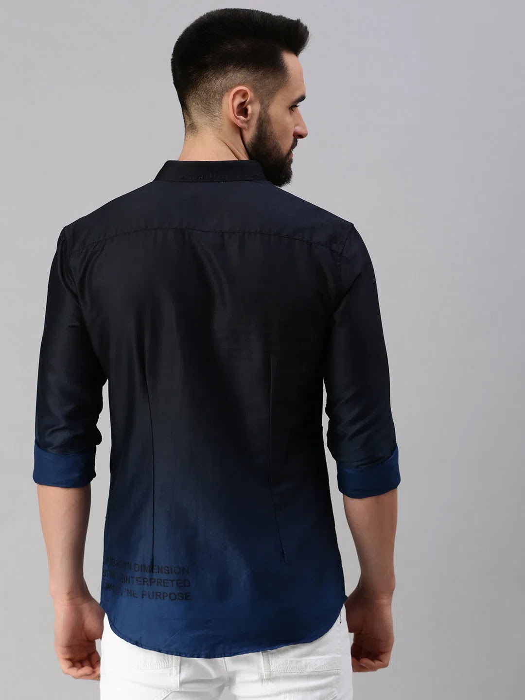 Navy Blue Printed Mens Shirt - Casual Cotton Mens Shirt