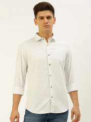 Men White Printed Casual Shirt-REPLAYPRINTSLINEN-3461-White
