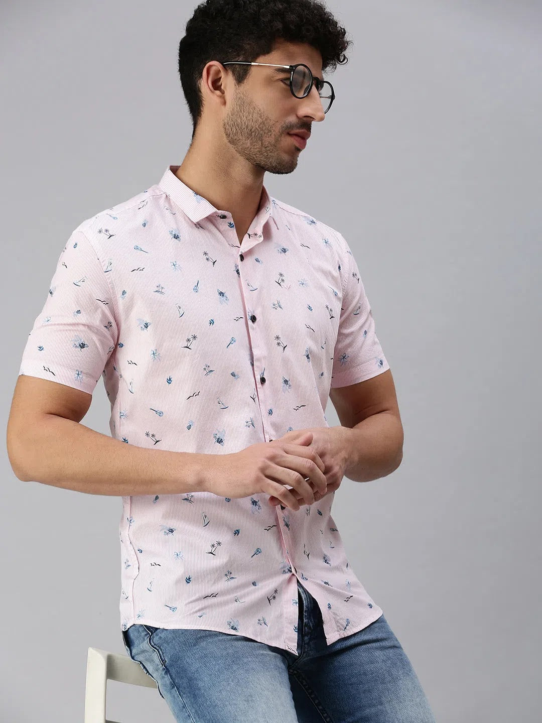 Men Pink Striped Casual Shirt-ROSEPRINT-1047-Pink