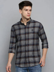 Men Grey Checked Casual Shirt-AARONCHECKS-4342-Grey