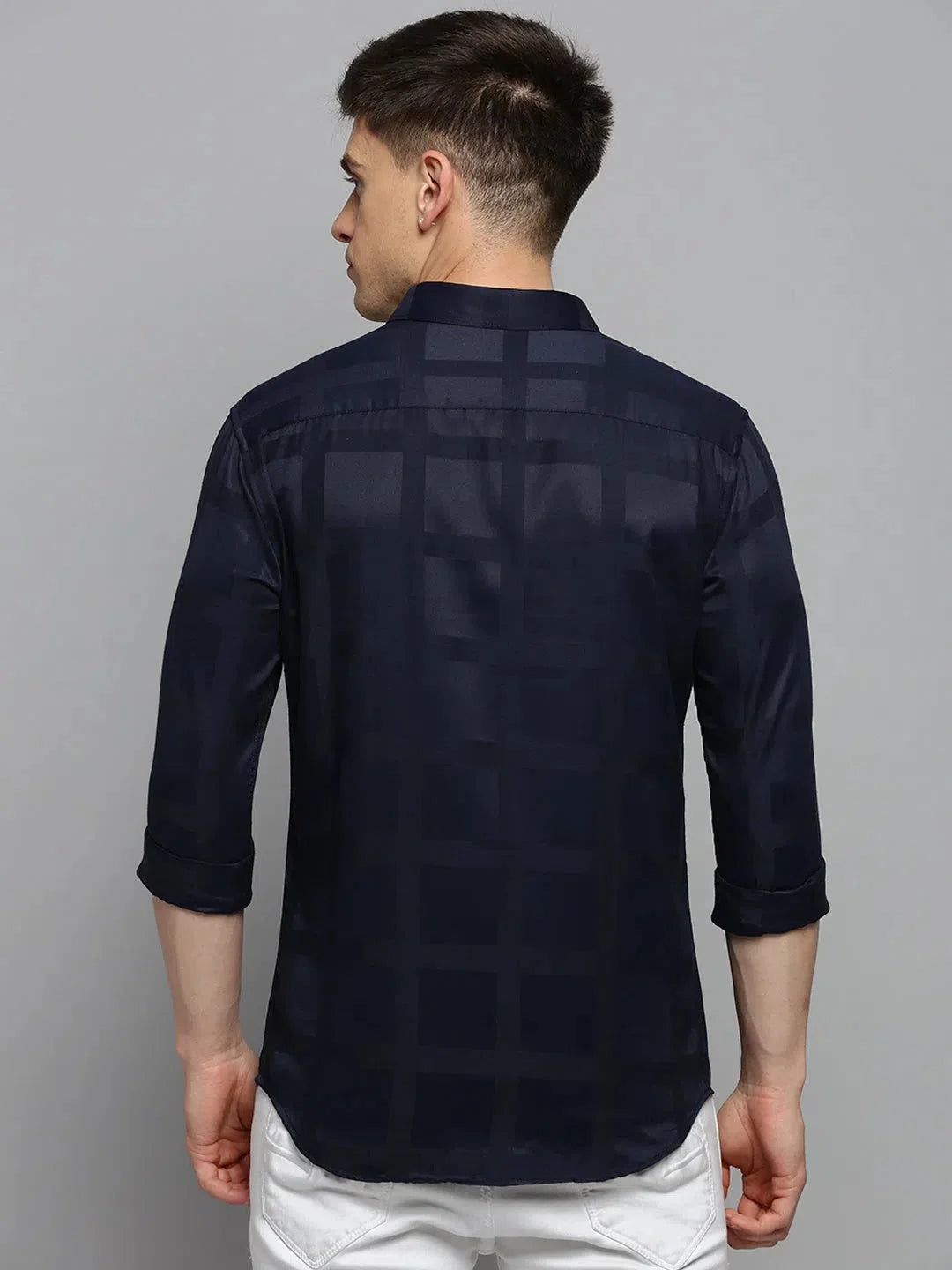 Navy Blue Solid Cotton Mens Shirt | DesiQlo Formal Shirt