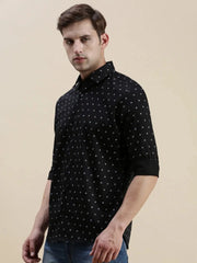 Men Black Graphics Casual Shirt-STANLEY-5554-Black