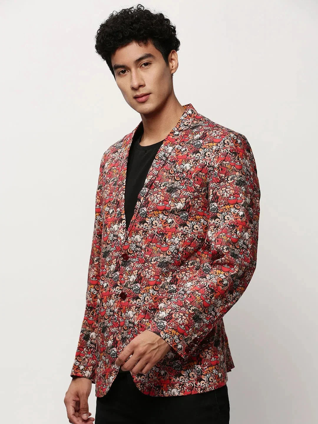 Rust Printed Men's Cotton Casual Blazer | Indian Nehru Jackets