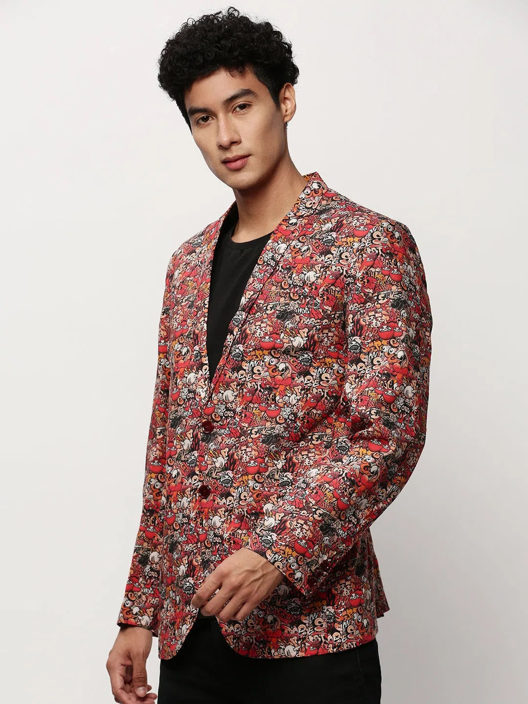 Rust Printed Men's Cotton Casual Blazer | Indian Nehru Jackets