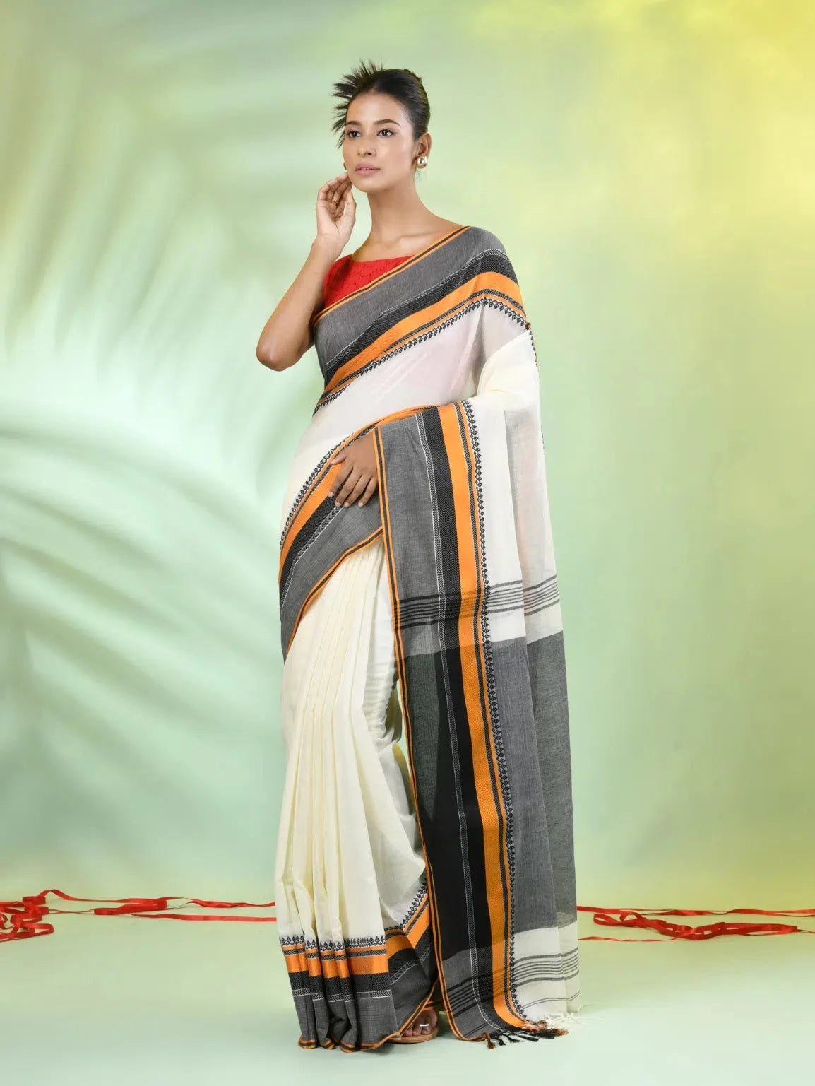 Off White Cotton Saree: Designer Sarees India