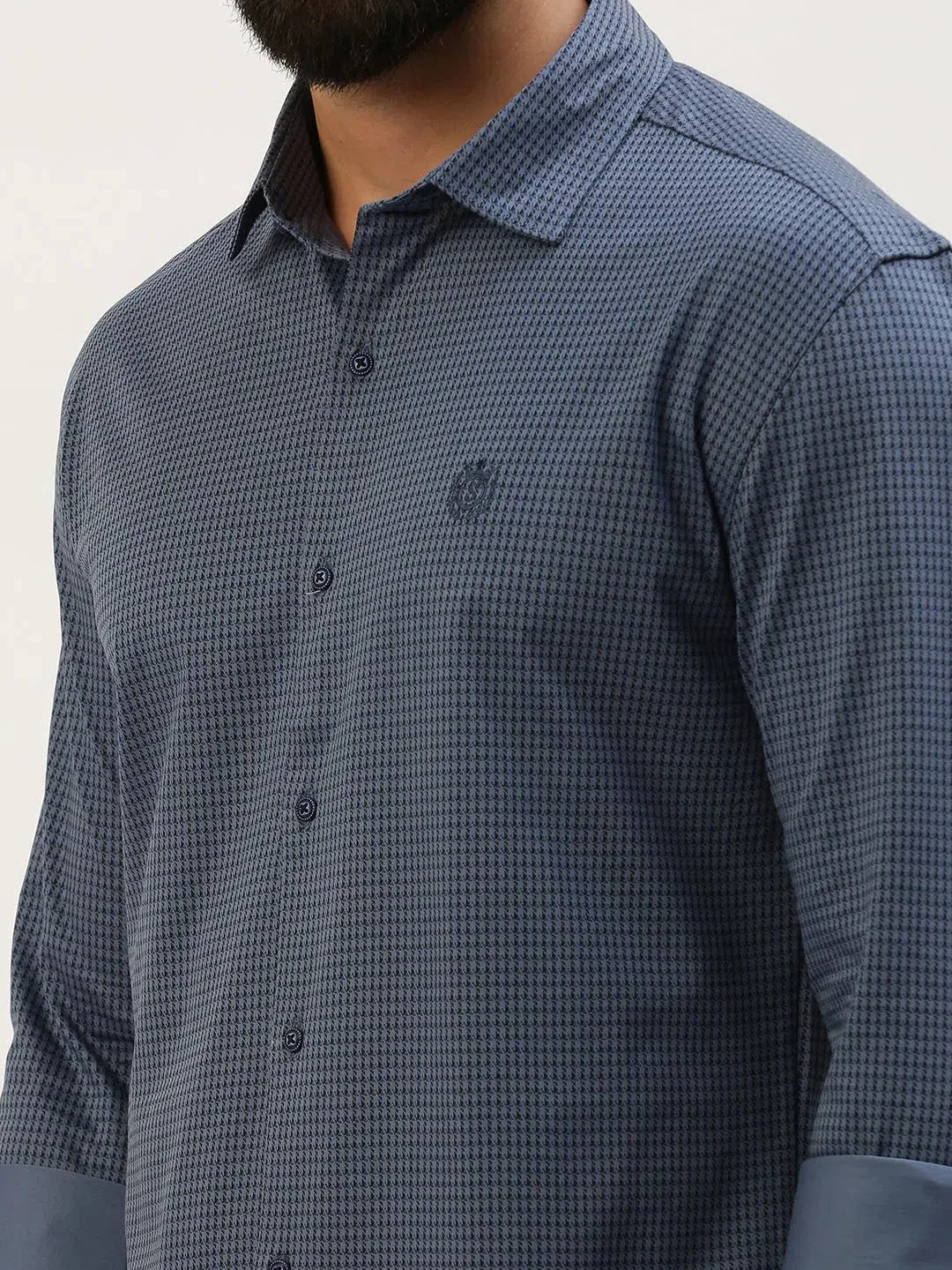 Blue Printed Mens Shirt - Casual Cotton Shirt