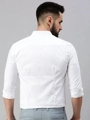 Men White Self Design Casual Shirt-VANISHDOBBYSHIRT-1017-White