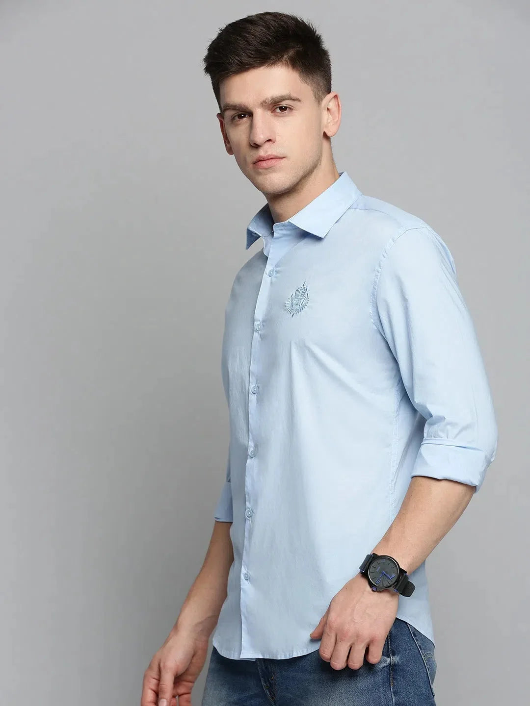 Trending Blue Solid Mens Shirt - Casual Cotton Shirt | DesiQlo
