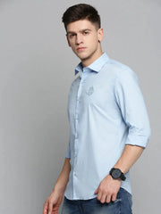 Men Blue Solid Casual Shirt-POSHMANPLAINS-4395-Blue
