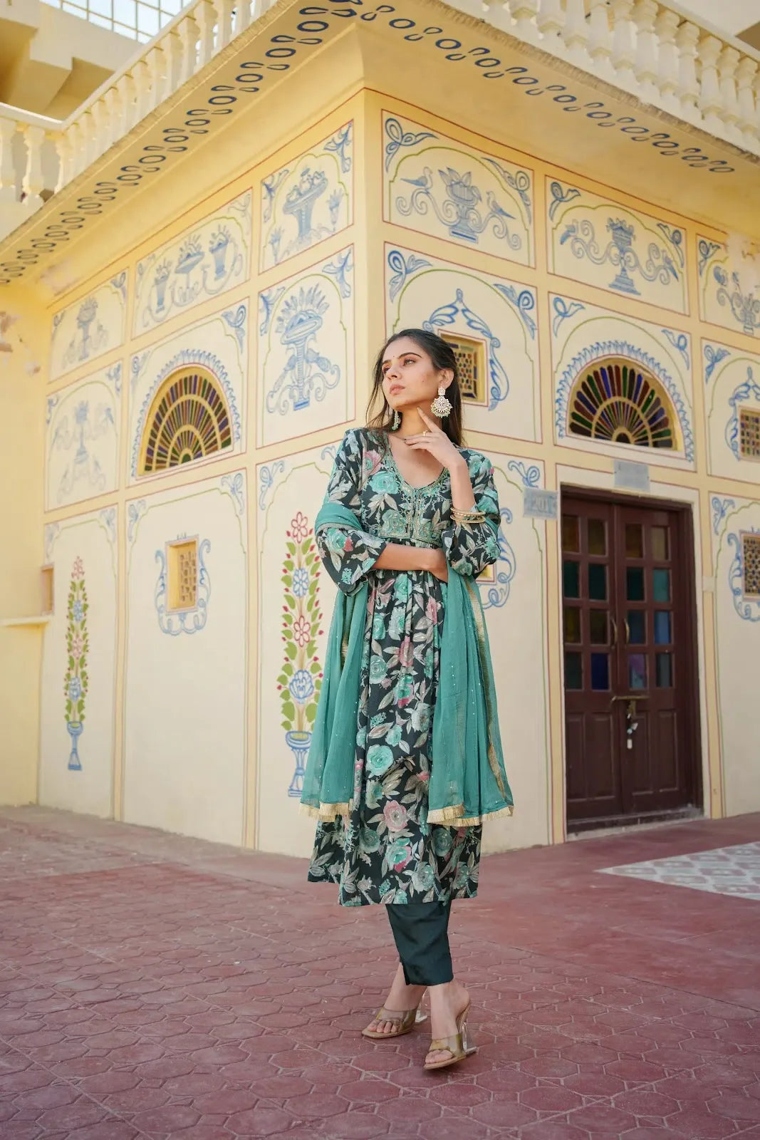 Teal Muslin Kurta Set with Dupatta | Women's Designer Kurtas