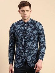 Men Navy Printed Party Blazer-SOBLZ-79-14-Navyblue