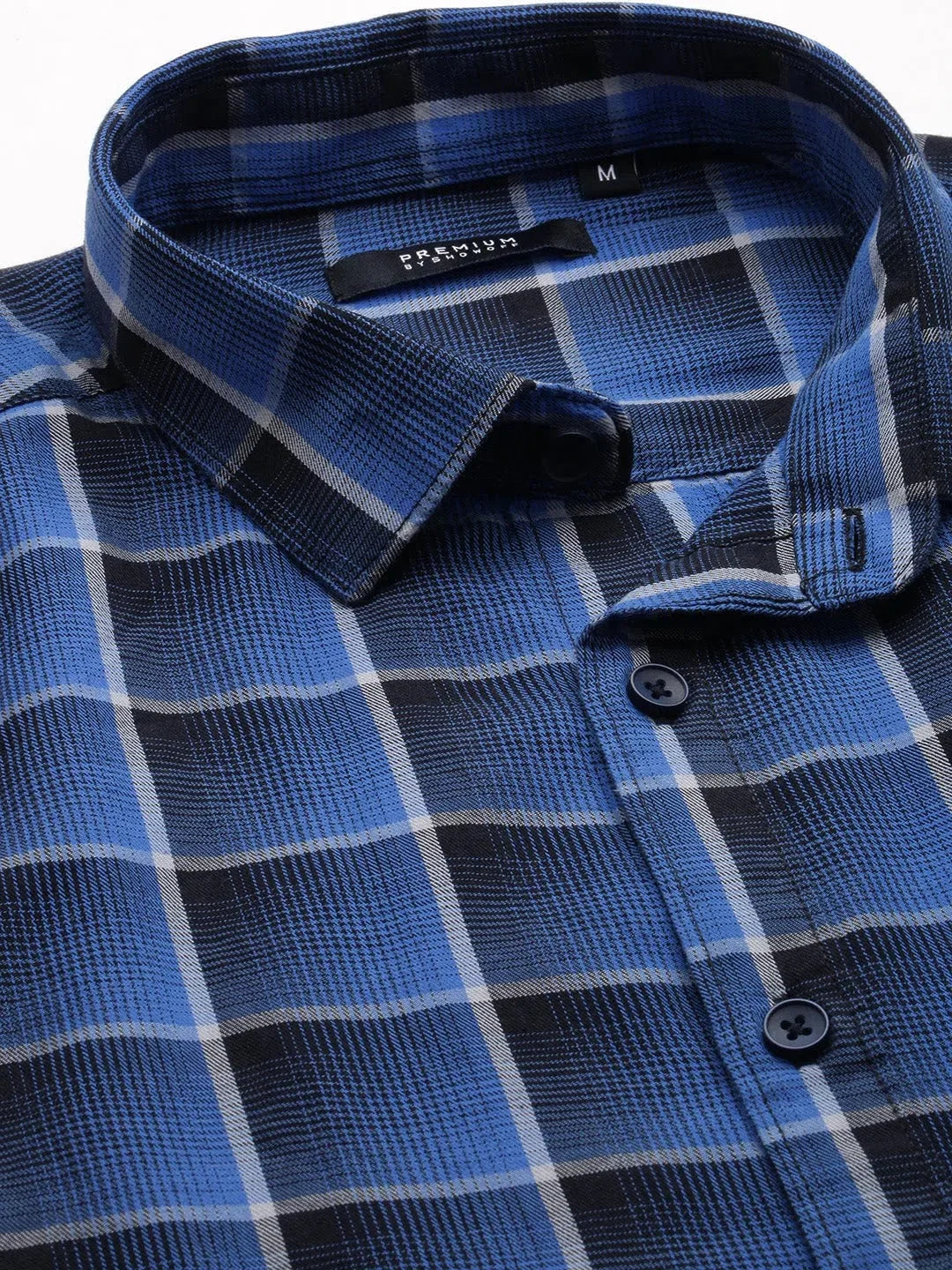 Blue Checked Mens Shirt - Casual Cotton Shirts | DesiQlo