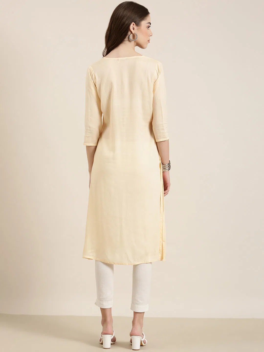 Peach Floral A-Line Kurta - Shop Stylish Indian Kurtas Online