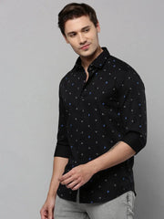 Men Black Printed Casual Shirt-TVSPRINT-4851-Black