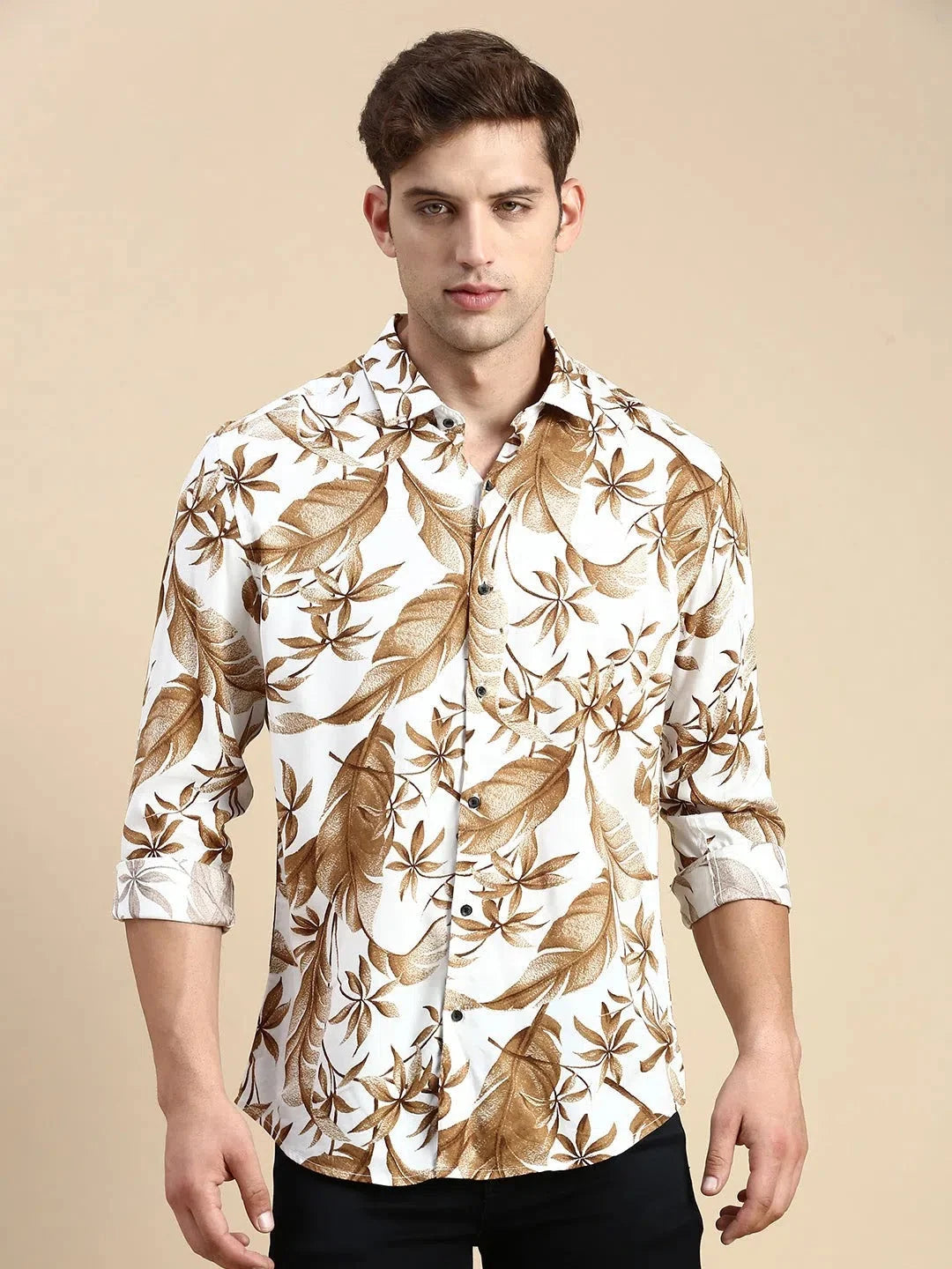 Classic White Printed Mens Shirt - Cotton Casual Shirt | DesiQlo