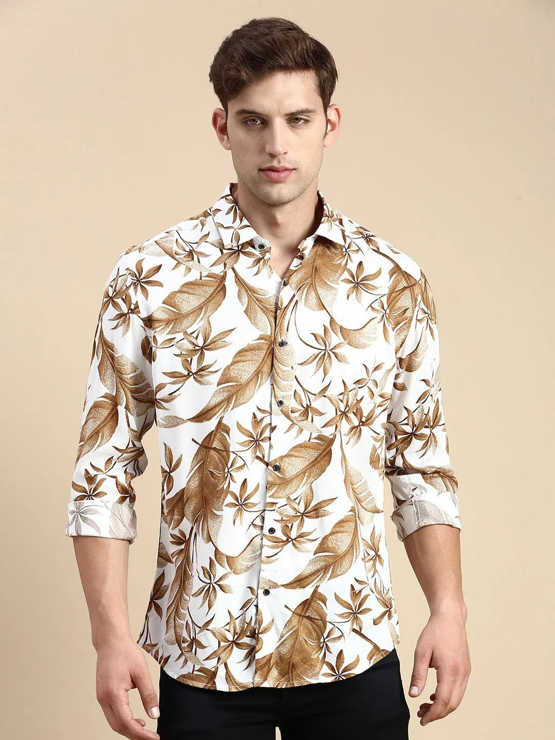 White Printed Mens Shirt - Cotton Casual Shirt | DesiQlo         