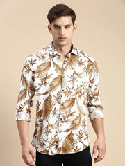 Men White Printed Casual Shirt-JORDANPRINT-4896-Offwhite