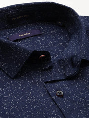 Men Navy Printed Casual Shirt-ELICAPRINT-4820-Navyblue