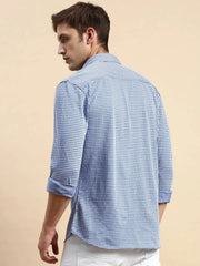 Men Navy Checked Casual Shirt-LUCASKNITS-4597-Navyblue