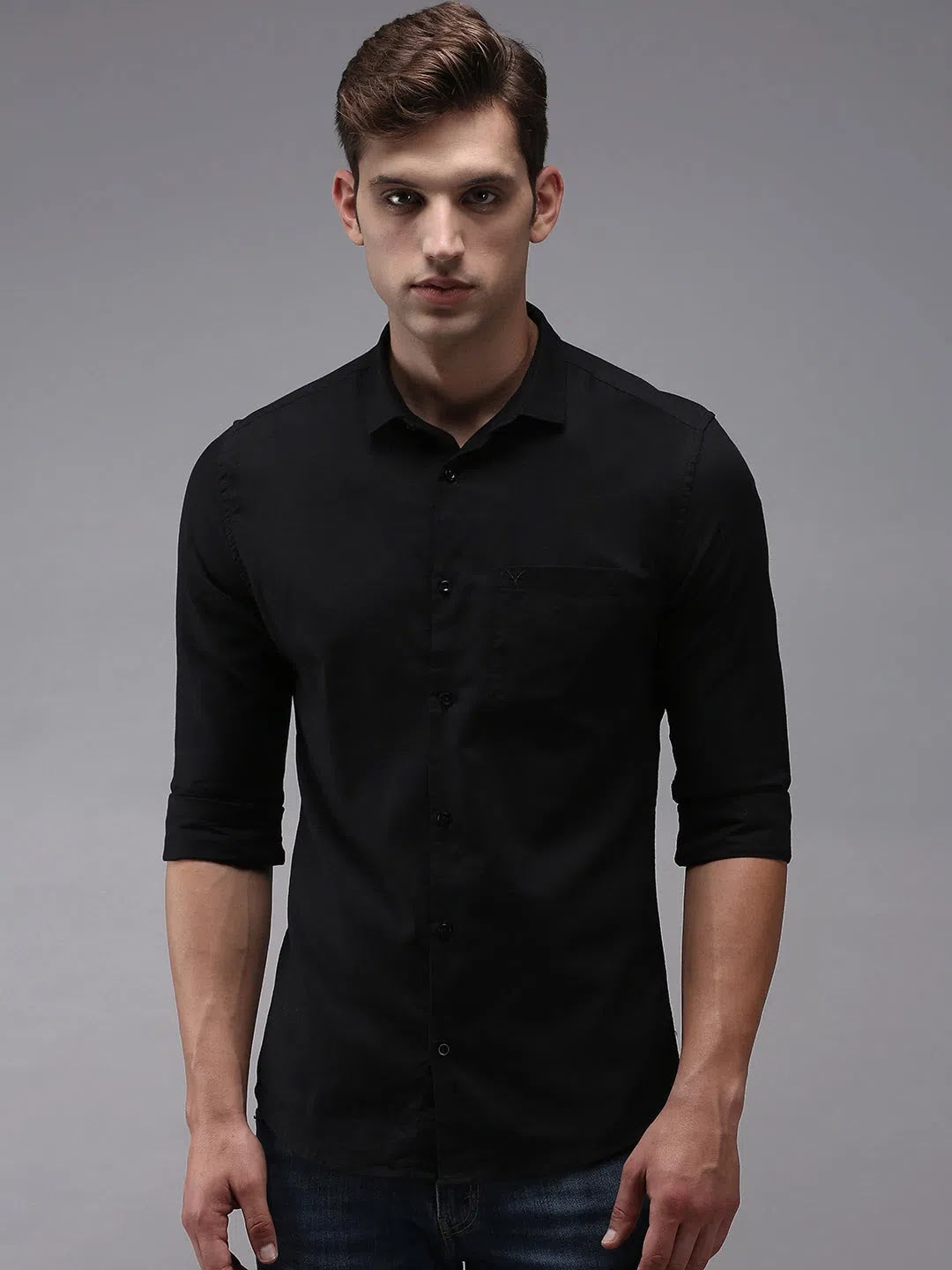 Black Solid Mens Shirt - Casual Cotton Shirt | DesiQlo