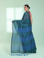 Teal Cotton Saree With Sequine Work-MA59CT06540059