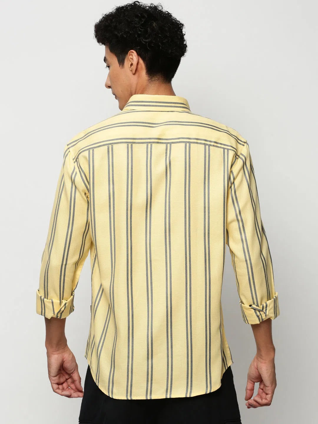 Yellow Striped Mens Shirt - Casual Cotton Shirts | DesiQlo