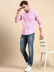 Men Pink Printed Casual Shirt-JORDANPRINT-4891-Pink