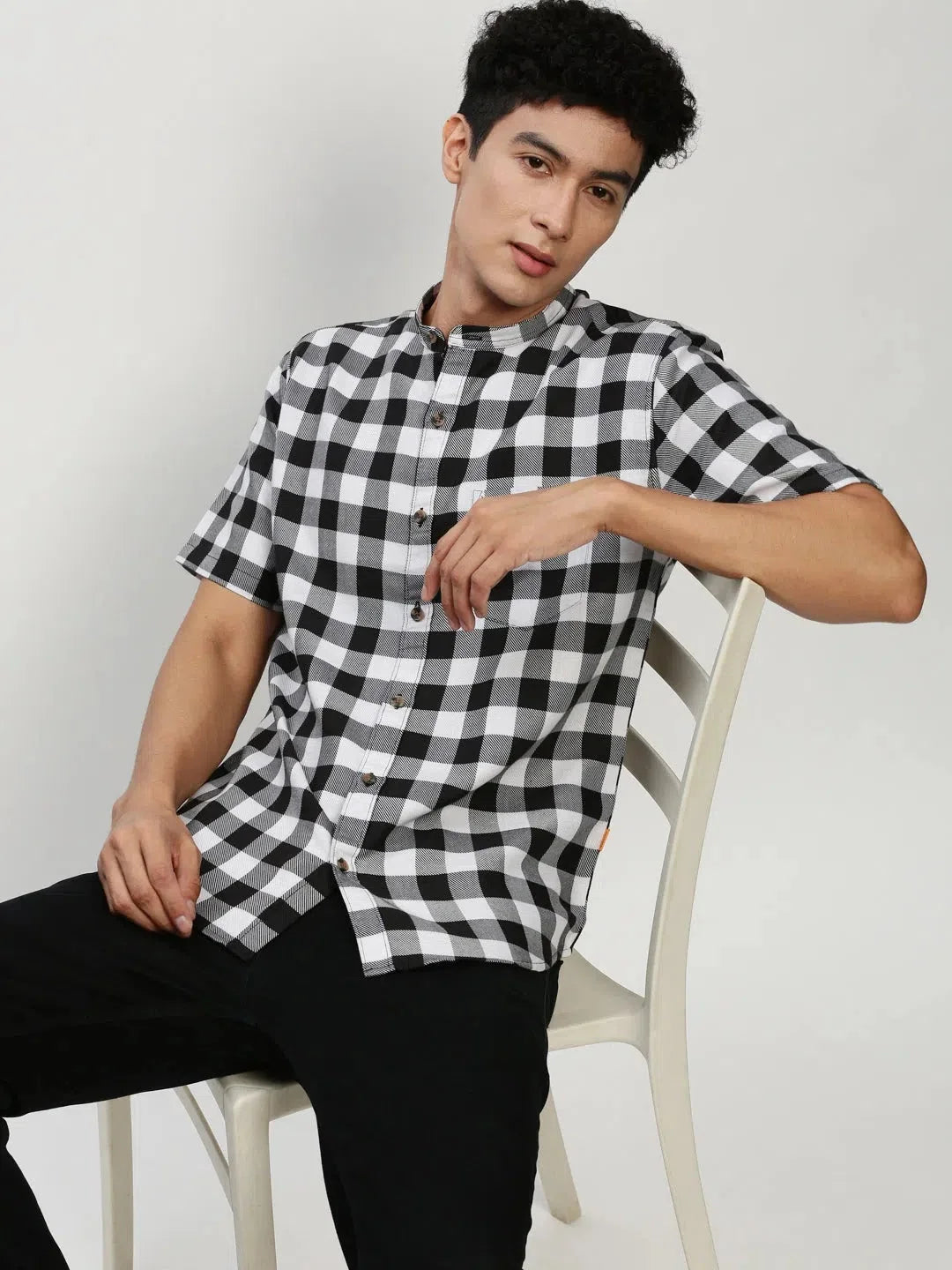 Black Checkered Cotton Mens Shirt - DesiQlo Casual Shirts
