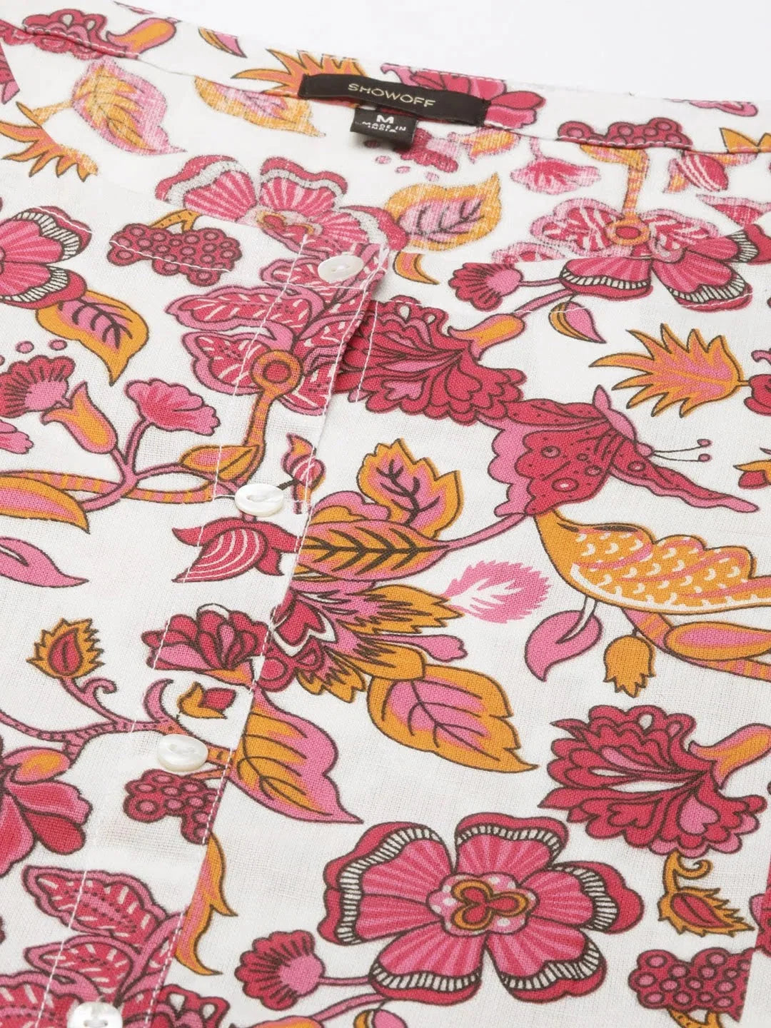 White Floral A-Line Indian Kurta | DesiQlo Indian Kurtis