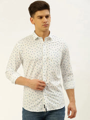Men White Printed Casual Shirt-STAPLEPRINTS-0435-White
