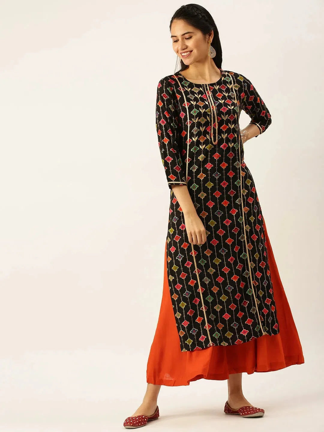 Black Solid Women's Cotton Kurta Sets | Designer Kurta Sets