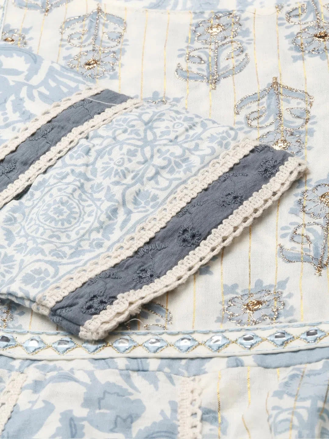 Beige Printed Women's Kurta Set | Floral Cotton Kurta Sets