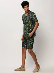 Men Green Printed Casual Co ords-MARSHALL-1851-Green