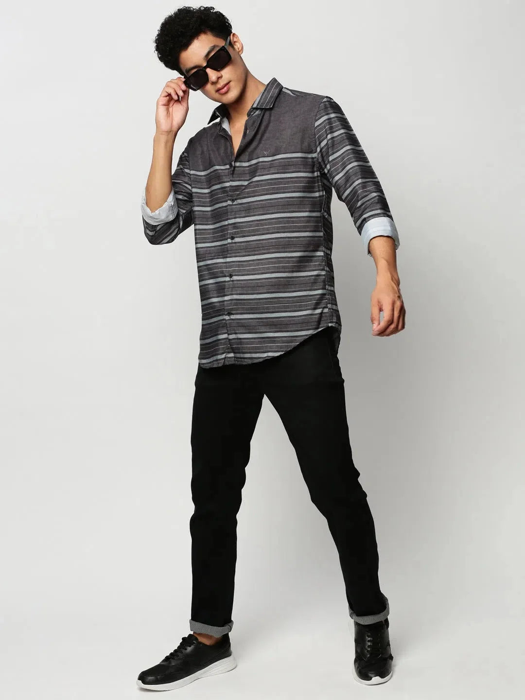 Green Striped Cotton Shirt | Mens Casual Shirt DesiQlo