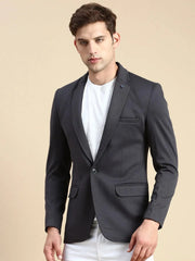 Men Grey Solid Casual Blazer-LBR-5500-Grey