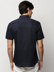Men Navy Solid Casual Casual Shirts-SPARROW-1760-Navyblue