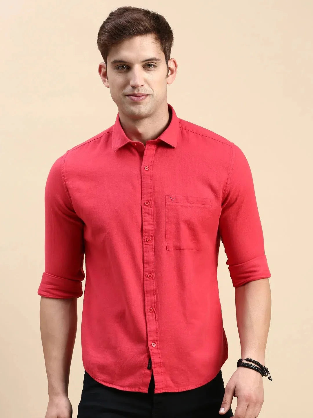 Magenta Mens Shirt - Solid Cotton Casual Shirt | DesiQlo
