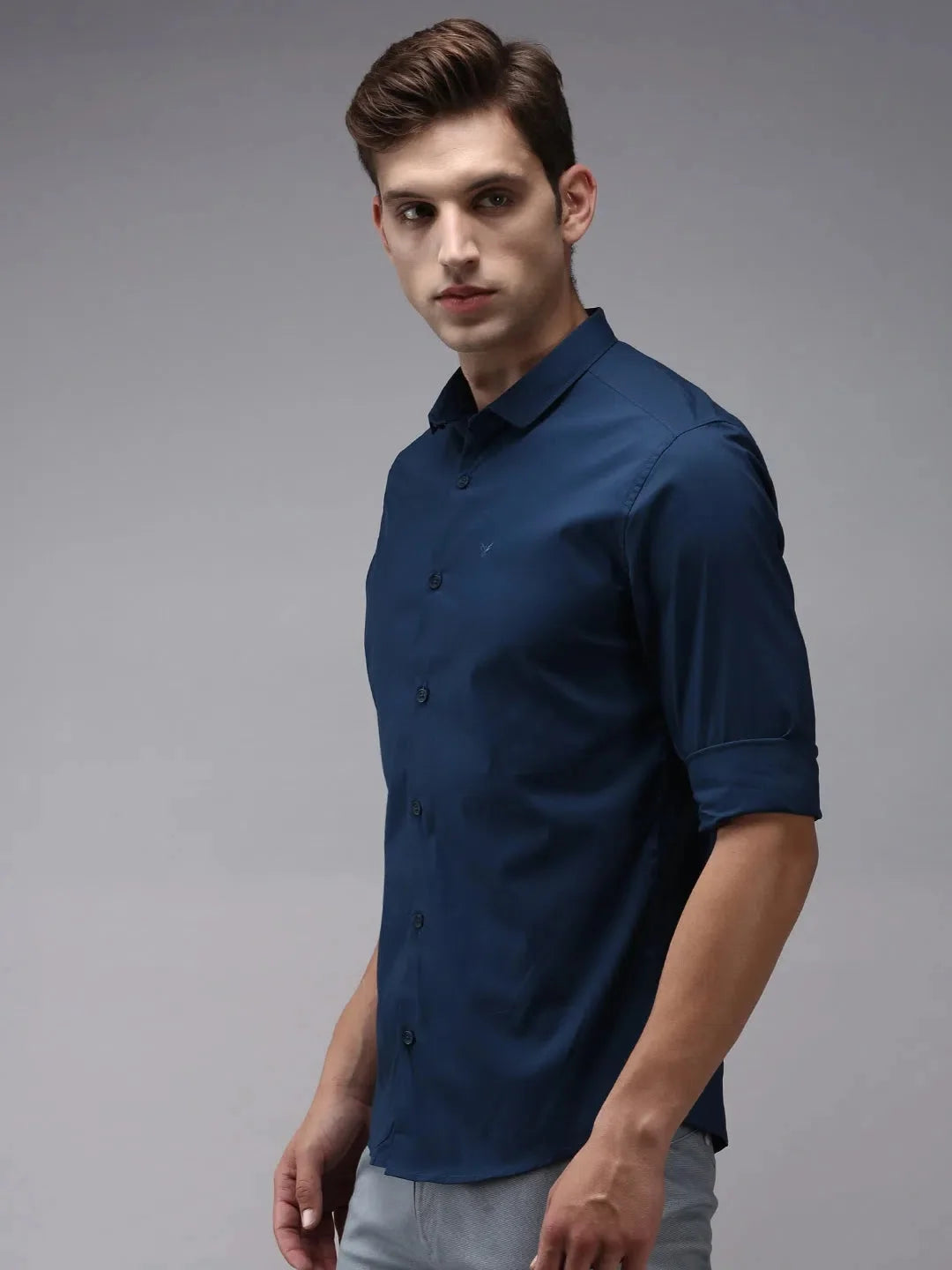 Blue Solid Mens Shirt - Casual Cotton Shirt by DesiQlo